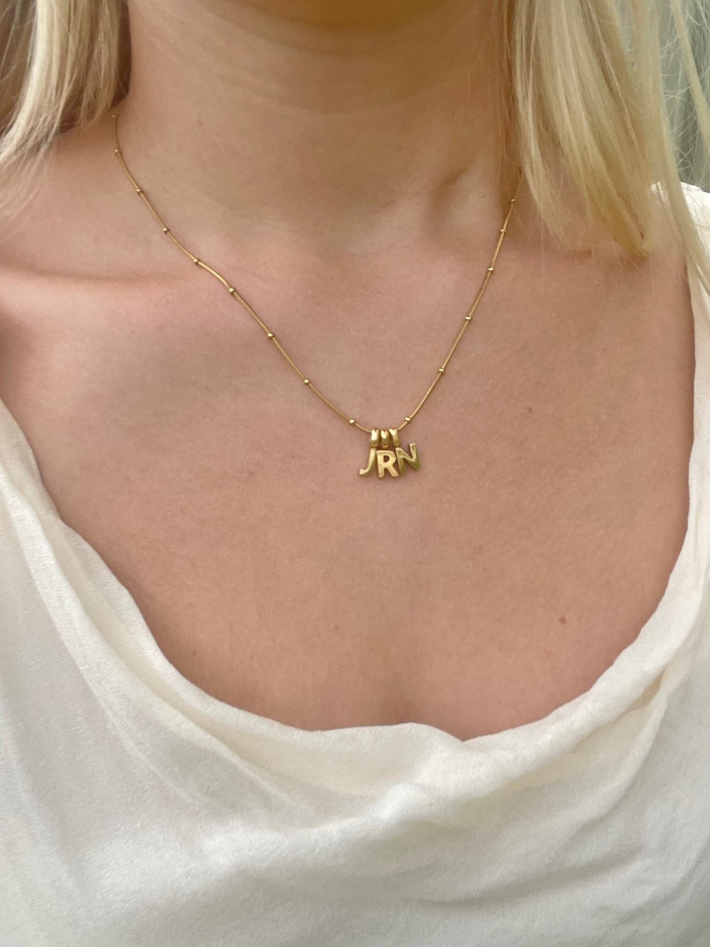Gold letter necklace with all letters, waterproof jewellery.