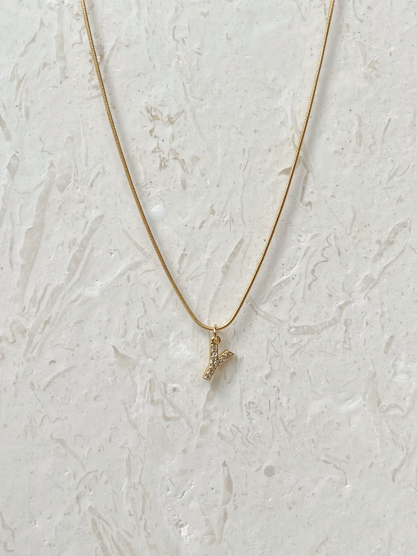 CRYSTAL LETTER CHARM NECKLACE