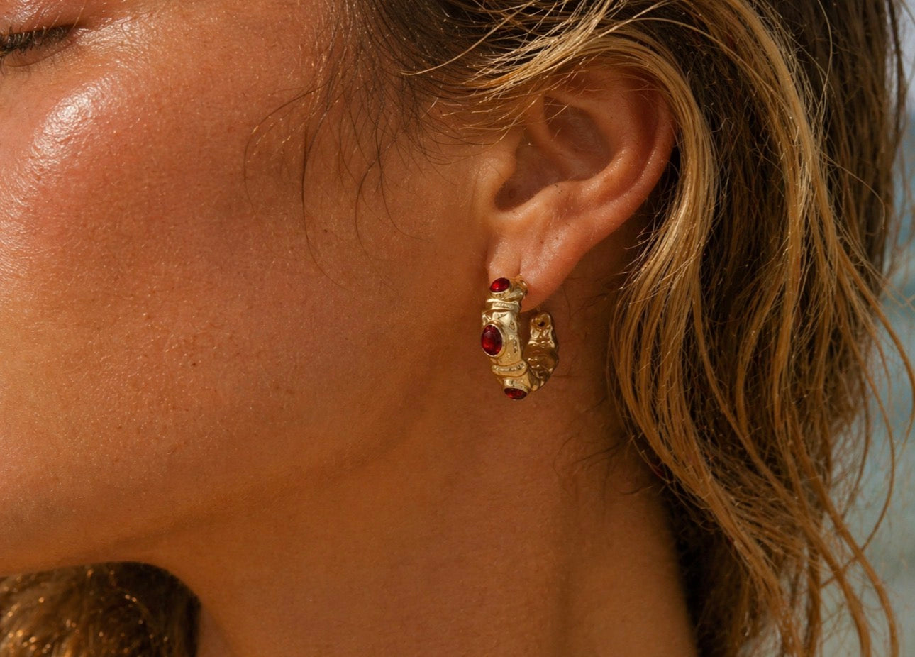 APHRODITE RED ZIRCONIA EARRINGS