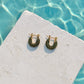 TIANI GREEN HUGGIE HOOP EARRINGS