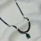 GREEN CRYSTAL HERRINGBONE CHAIN NECKLACE