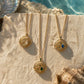 Gold necklaces with circular pendants, Gemstones with multiple colours, Green, White, turquoise waterproof jewellery 