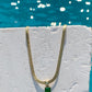 GREEN CRYSTAL HERRINGBONE CHAIN NECKLACE