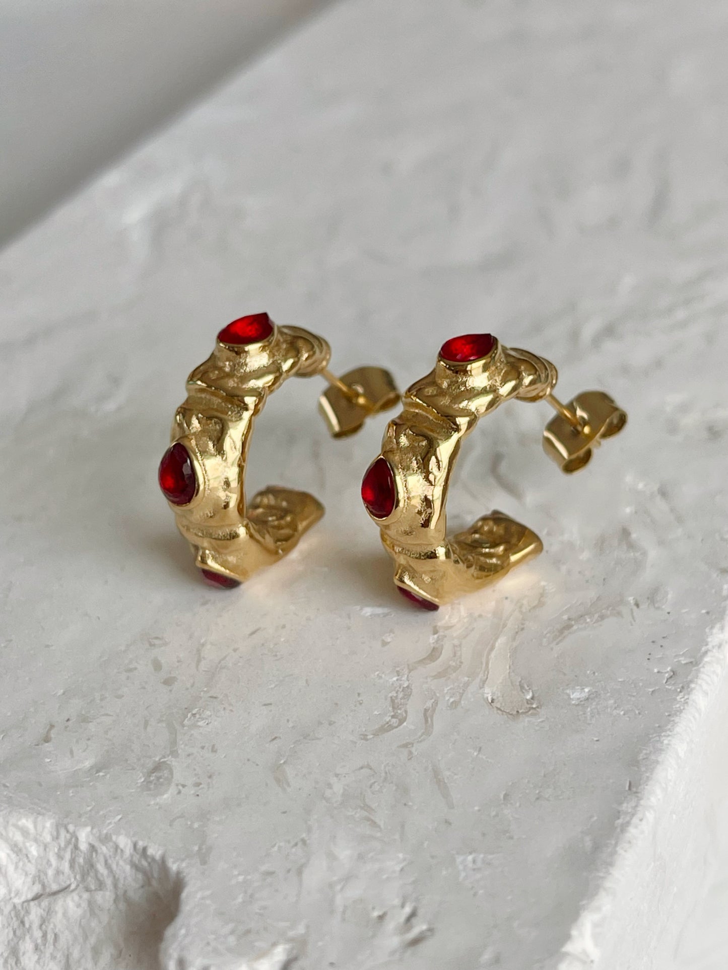 APHRODITE RED ZIRCONIA EARRINGS