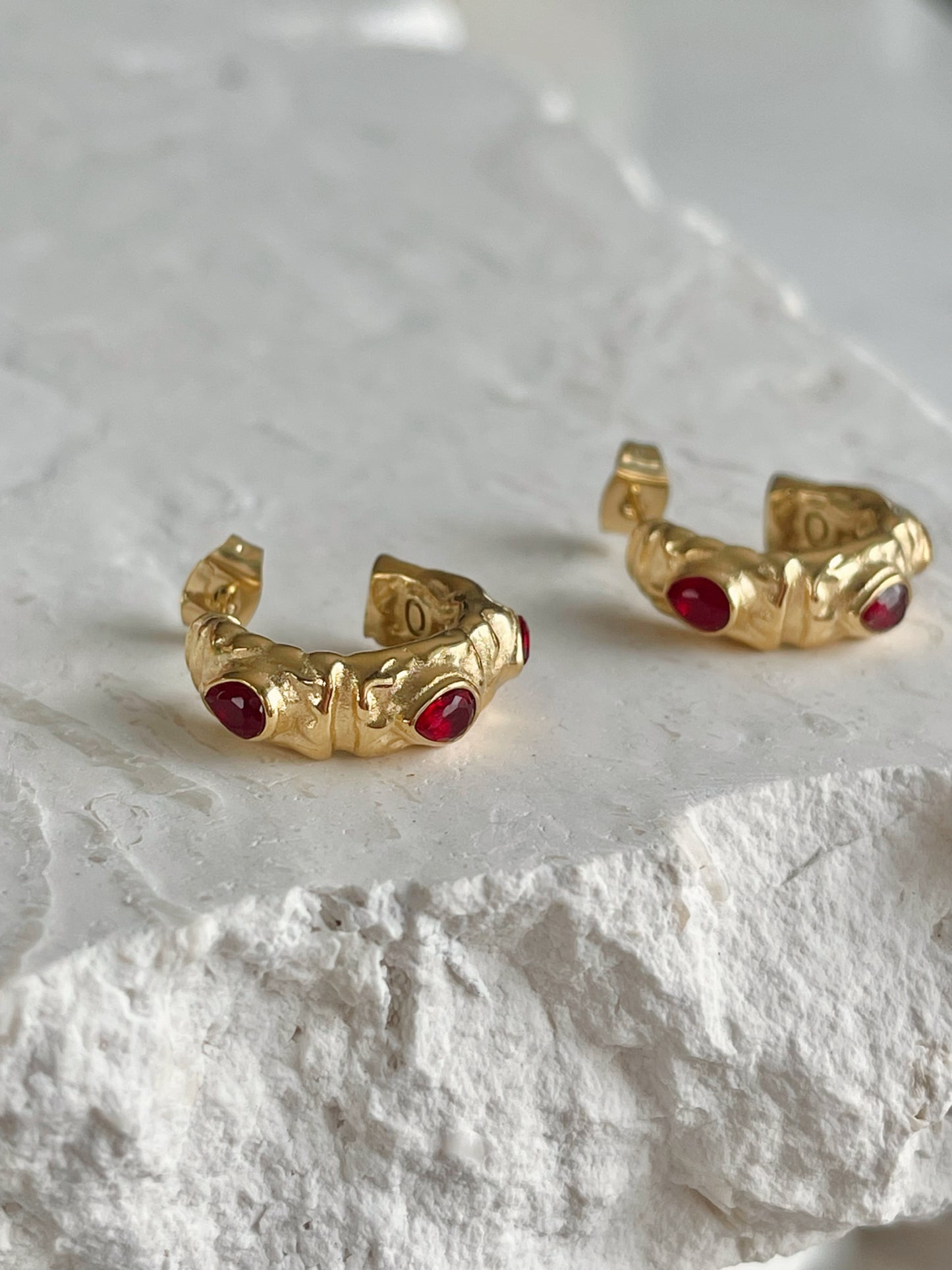 APHRODITE RED ZIRCONIA EARRINGS