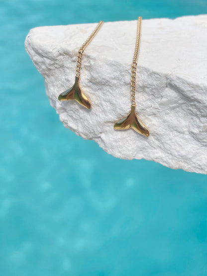 WHALE TAIL THREADER EARRINGS
