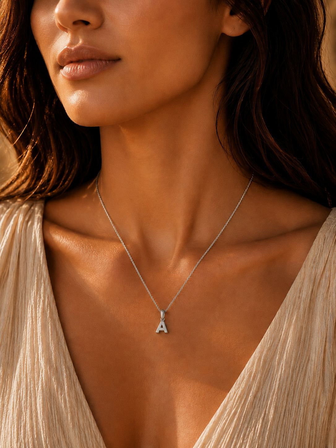 LETTER CHARM NECKLACE SILVER