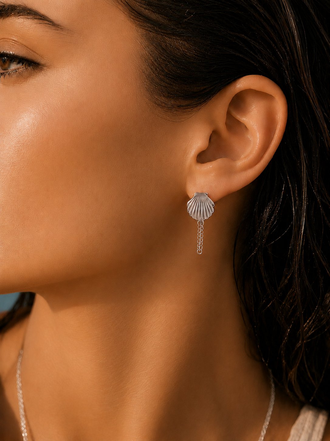 THE SACRED SHELL CHAIN EARRINGS