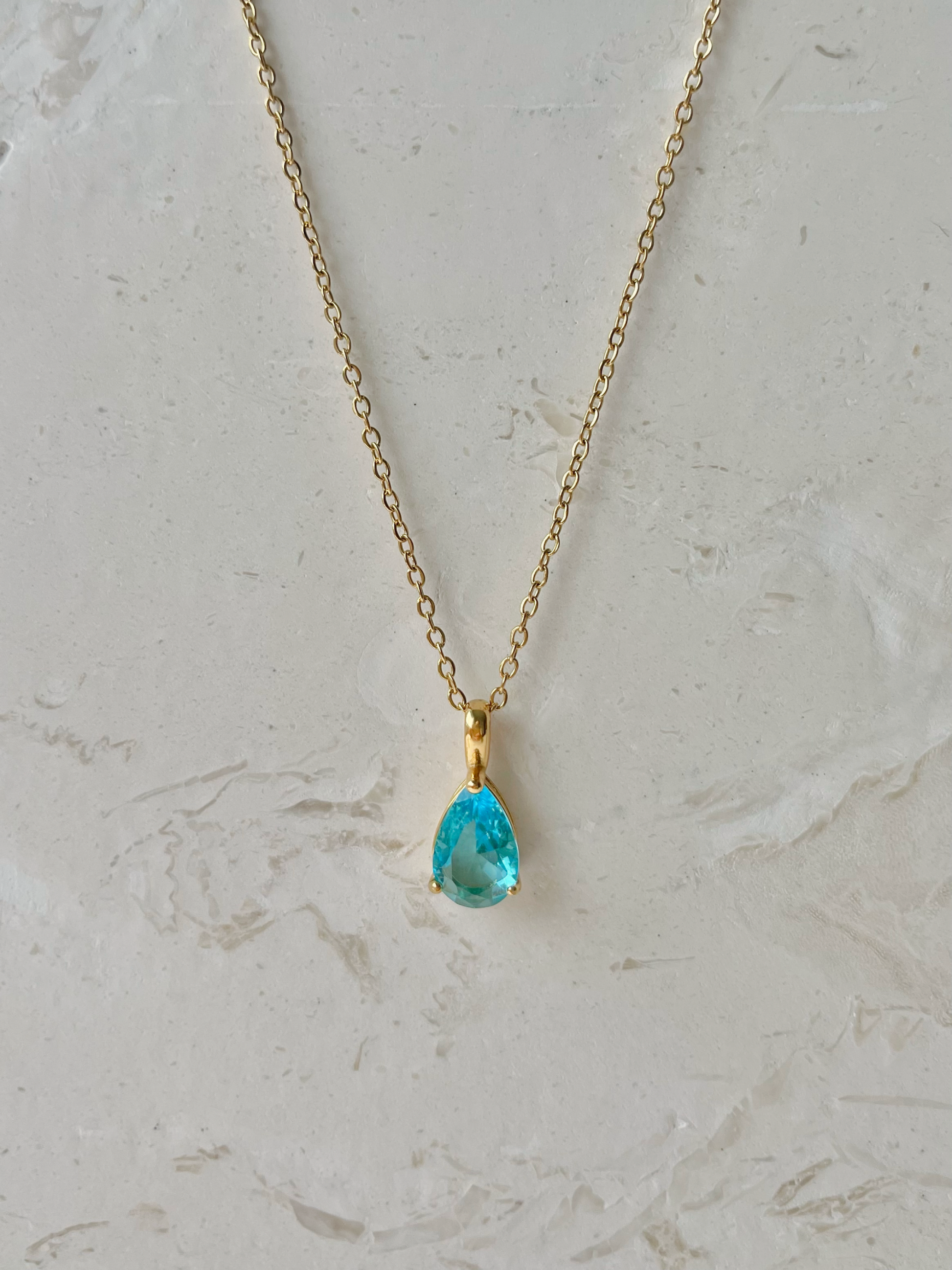 Aquamarine Birthstone Necklace Minimalist March Birthstone Round