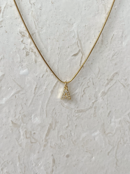 CRYSTAL LETTER CHARM NECKLACE