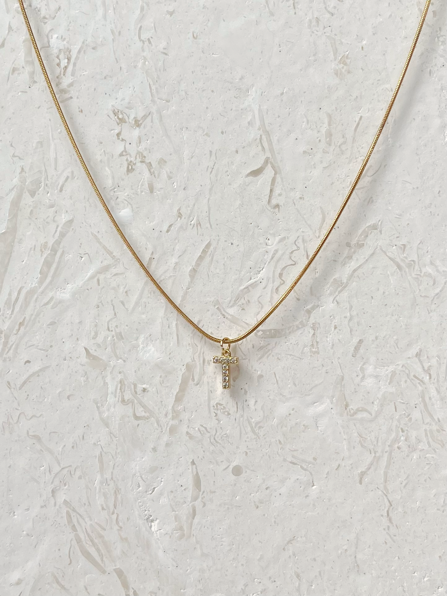 CRYSTAL LETTER CHARM NECKLACE